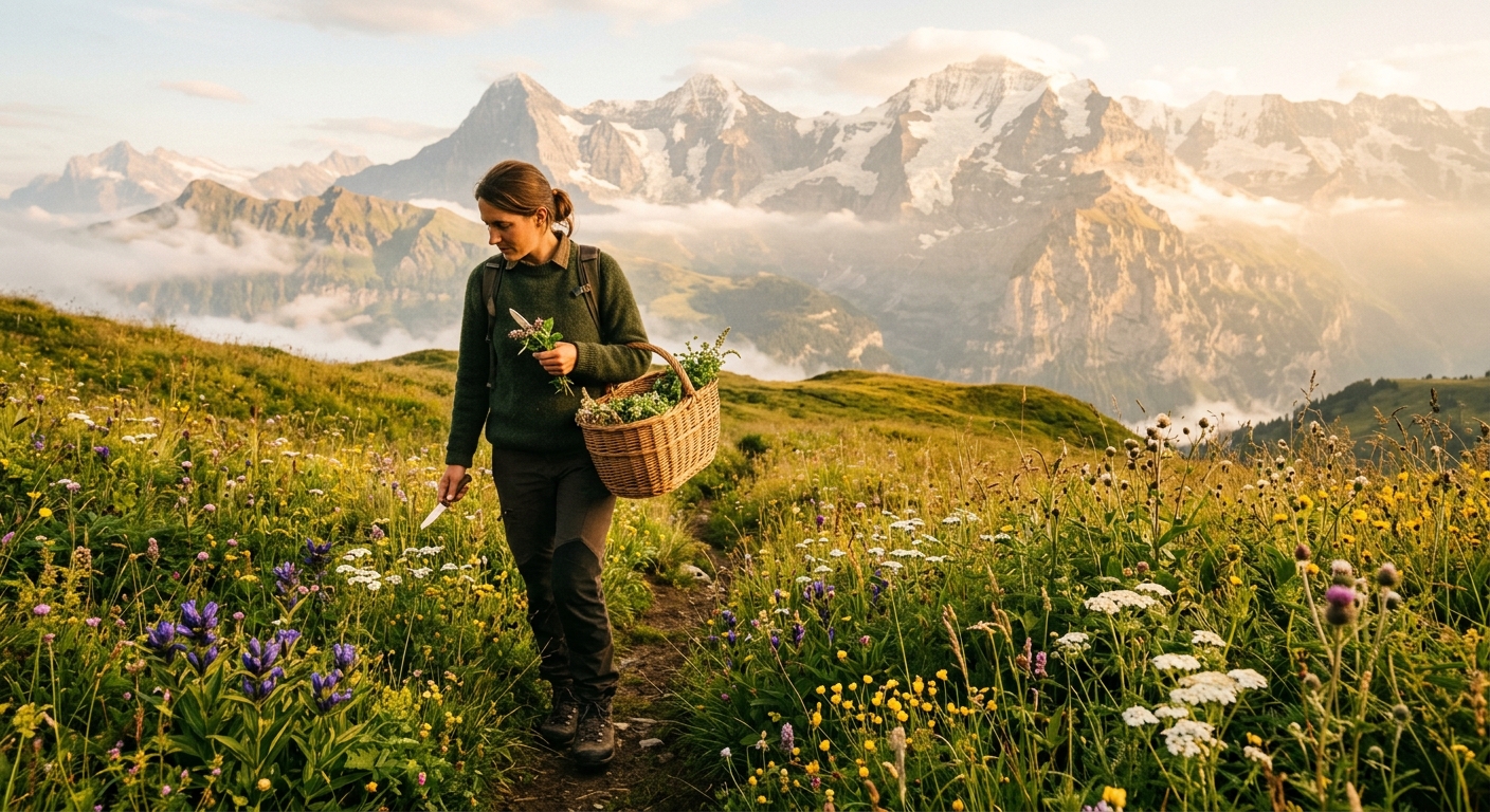 Raccolta botaniche in montagna
